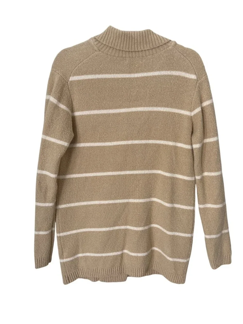 Carve Designs Cardigan Sweater Size Small/Medium Striped Button Front Tan White